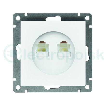 Розетка компьютерная двухместная UNIVersal серия Афина с/у, 1А, RJ45, белая (еврослот)